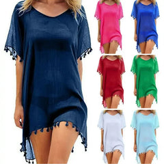Loose-Fit Cotton Tunic Cover-Up – Women’s Swim T-Shirt Dress