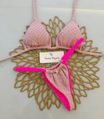 Y2K Print Halter Lace-Up Bikini Set – Sexy Women’s Thong Swimsuit