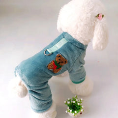 Fleece Warm Pet Clothes – Winter Dog Jumpsuit Pajamas
