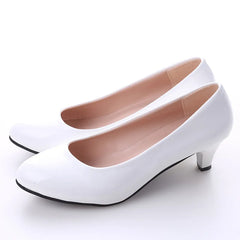 Shoes Ladies Pumps Medium Heel Nude Sexy High Heels Weeding Shoes Women Office Work White Pumps Party Shoes