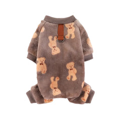 Winter Warm Fleece Dog Jumpsuit – Plush Pajamas for Small Dogs  Description: