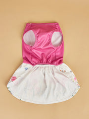 Floral Pink Dog Dress 🌸 Bowknot Sleeveless Outfit for Small Dogs & Cats