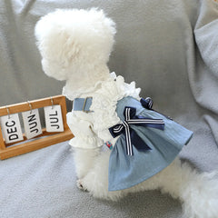 Sea Breeze Denim Pet Dress 🌊 Summer Blue Outfit for Dogs & Cats