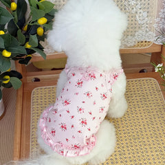Pet Floral Tutu Dress – Mesh Layered Skirt for Small Dogs & Puppies