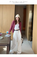 Women’s Slim O-Neck Cardigan Sweater – Casual Korean Knitwear