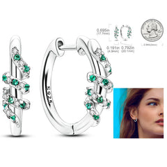 925 Silver Hoop Earrings for Women – Zircon Heart & Star Drops