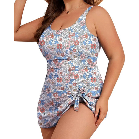 Vintage Floral Plus Size Swimsuit – Women’s Slimming One-Piece Swimwear2025 New Vacation Beach Dress Bathing Suit