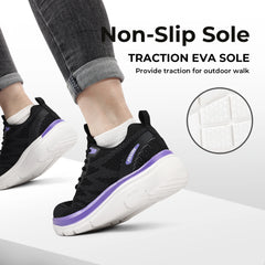 FitVille Women's Shoes Wide Width Walking Casual Shoes Thick Sole Lightweight Sneakers for Swollen Feet Relieve Toe Pain