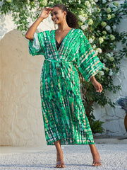 Long Tie-Dye Kimono Cover-Up – Open Front Beachwear for Women