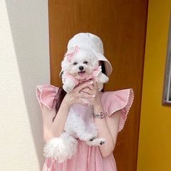 Pink Plaid Lace Pet Dress – Soft Spring/Summer Outfit for Dogs & Cats