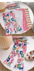 Girls Summer Floral Polka Dot Flared Pants