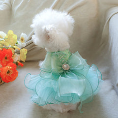 Green Fairy Pet Wedding Dress 💚 Mesh Tutu Princess Outfit for Dogs & Cats