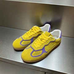 AUTUSPIN 5 Colors Women Flats Sneakers Four Season Leisure Shoes Cow Suede Leather Ladies Skateboarding Shoes Outdoor Size 35-40