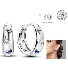 925 Silver Hoop Earrings for Women – Zircon Heart & Star Drops