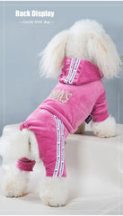 Soft Velvet Dog Clothes – Warm Winter Hoodie Jumpsuit for Small Dogs & Cats