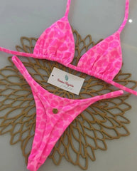 Y2K Print Halter Lace-Up Bikini Set – Sexy Women’s Thong Swimsuit