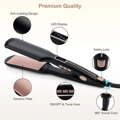 10-Second Quick Heat Hair Straightener – 12-Level Temperature Curling & Styling Iron