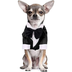 Dog Tuxedo Suit – Formal Wedding Party Outfit with Bow Tie for Dogs & Cats