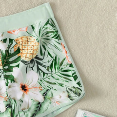 High-Waist Plant Print Bikini Set – Women’s Two-Piece Swimsuit