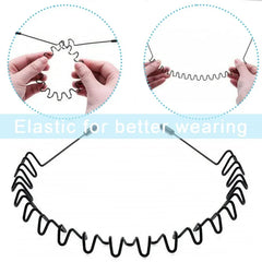 1/6PCS Metal Wavy Hair Bands – Unisex Black Head Hoop