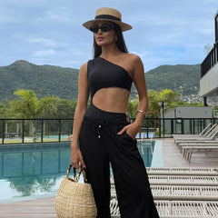 One-Shoulder High-Waist Monokini – Women’s Sexy One-Piece Swimsuit