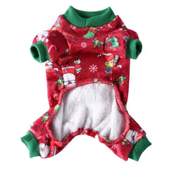 Christmas Winter Dog Pajamas – Warm Pet Clothes for Small Dogs & Cats