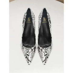 Fashionable new snake patterned high heels for women, slim heels, sexy, shallow mouth, niche temperament, pointed single shoes