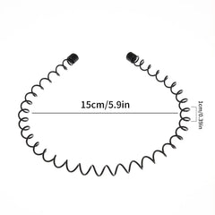 1/6PCS Metal Wavy Hair Bands – Unisex Black Head Hoop