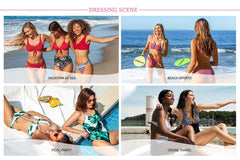 Floral Lace-Up One-Piece Swimsuit – Women’s Push-Up Printed Swimwear 2025