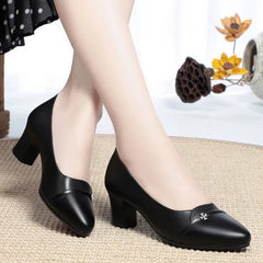 women fashion sweet light weight black patent leather slip on stiletto heel shoes lady classic daily beige office footwear b414