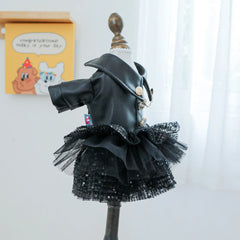 Luxury Black Leather Dog Coat 🖤 Waterproof Autumn/Winter Outfit for Small Pets