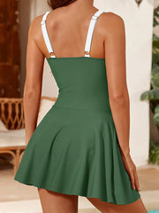 One-Shoulder One-Piece Swimsuit – Women’s Solid Beach Dress