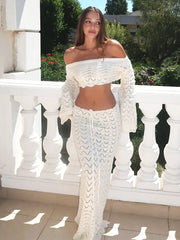 Knit One-Shoulder Top & Drawstring Skirt Set – Sexy Beach Cover-Up 2025 (K172)