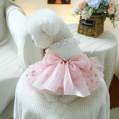 1PC Pet Clothing Spring and Autumn Pink Heart Puff Skirt Wedding Dress Princess Dress Suitable for Small and Medium sized Dogs
