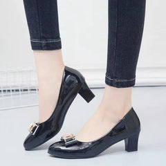 Women Dress Shoes Patent Leather high Heel Pumps Fashion Shoes Pointed Toe Slip on Office Ladies Shoes Zapatos Black Women Shoes