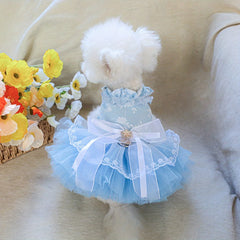 Sky Blue Waltz Pet Dress – Summer Wedding Princess Outfit for Dogs & Cats
