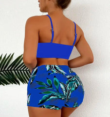 High-Waist Ruffle Bikini Set – Women’s Two-Piece Swimsuit with Tummy Control