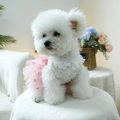 1PC Pet Clothing Spring and Autumn Pink Heart Puff Skirt Wedding Dress Princess Dress Suitable for Small and Medium sized Dogs