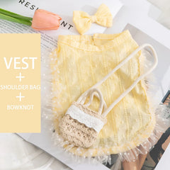 Cute Floral Lace Pet Dress Harness – Cute Spring/Summer Outfit for Small Dogs & CatsCat Dog Floral Crossbody Vest Harness - Spring/Summer Lace Dress Two-Legged Outfit for Teddy Dogs & Cats, Pet Clothes