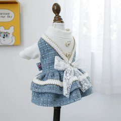Luxury Princess Dog Dress 👑 Fancy Autumn/Winter Outfit for Small Dogs