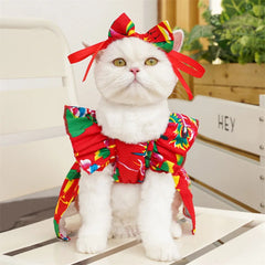 Floral Summer Dog Dress 🌸 Plaid Skirt & Bow Outfit for Small & Medium Dogs