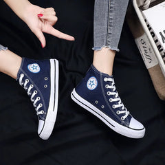 High-Top Canvas Women's Shoes Soft Bottom Non-slip Board Shoes Simple Fashion Lace-Up Casual Shoes Versatile Ladies Board Shoes