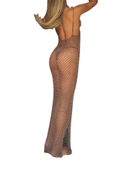 Women Knitted Beach Cover Ups Crochet Cutout Backless Dress for Bikini Swimsuit Bathing Suit Summer Clothes