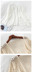 Women’s Open Lace Floral Cardigan – Crocheted Hollow Out Shrug