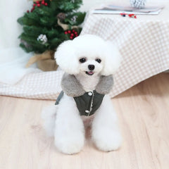 Warm Winter Dog Coat – Thick Cotton Fur Collar Jacket for Small Dogs & Cats