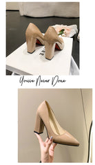 10cm High Heel Colorful Pumps Women's Shoes Pointed Toe Fashion Red 3.9inch Chunky Heels Patent Leather Female Plus Size 49 50