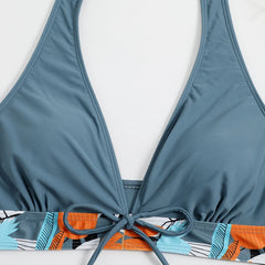 High-Waist Plant Print Bikini Set – Women’s Two-Piece Swimsuit
