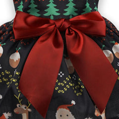 Christmas Pet Dog Dress – Holiday Bow Waistband Outfit for Puppies & Small Dogs