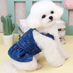 Luxury Denim Dog Dress 👗 Designer Summer Outfit for Small Dogs & Cats