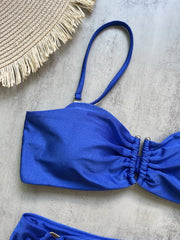 Bandeau Push-Up Brazilian Bikini Set – Women’s Solid Thong Swimsuit